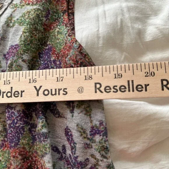 Coldwater Creek XL Sleeveless Dark Floral Lace Trim Top Boho Fairy Made In USA - Picture 6 of 7